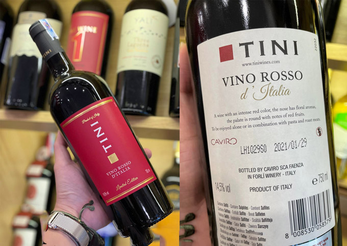 Rượu vang Ý Tini Vino Rosso D’italia
