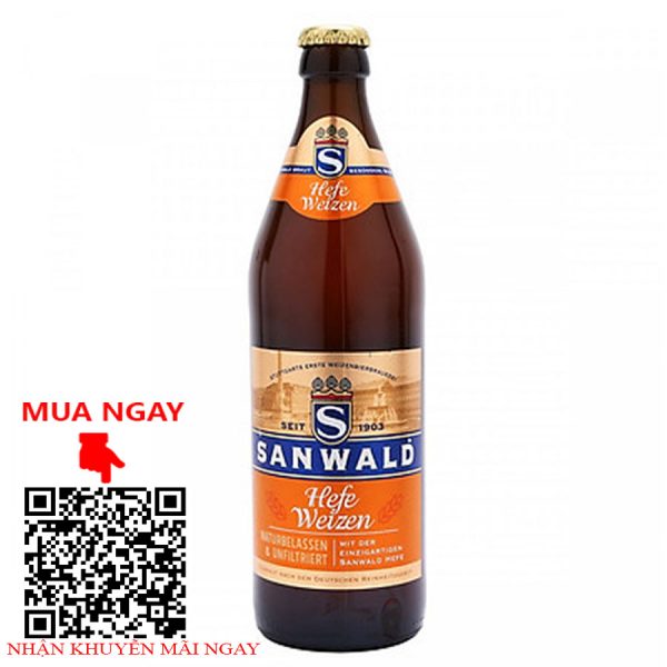 bia đức sanwald hefe weizen 4.9% - chai 500ml