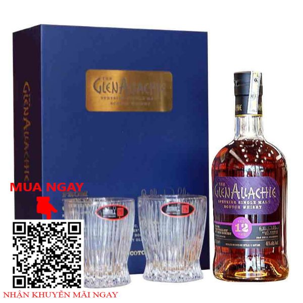 hộp quà glenallaachie 12 - 2 ly riedel fire whisky