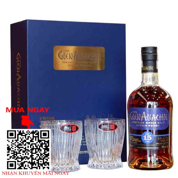 hộp quà glenallaachie 15 - 2 ly riedel fire whisky