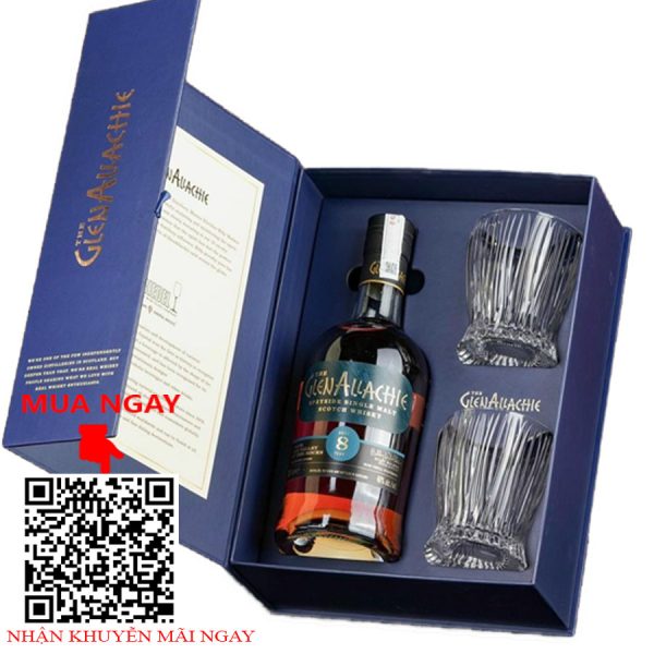 hộp quà glenallaachie 8 - 2 ly riedel fire whisky