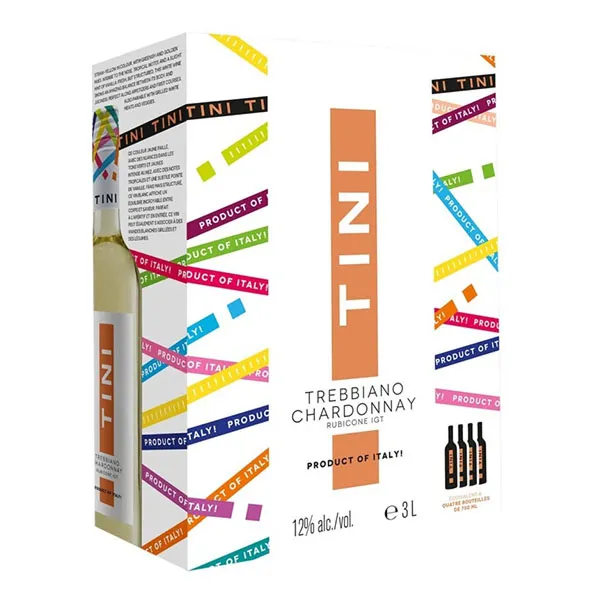 rượu vang bịch tini trebbiano chardonnay rubicone bib 3L