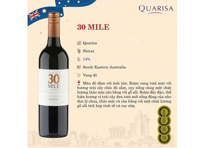 Rượu vang đỏ 30 mile shiraz Rượu vang đỏ 30 mile shiraz