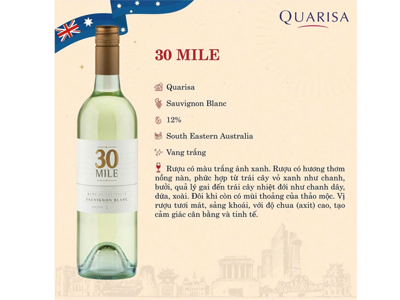 Rượu vang trắng 30 mile sauvignon blanc