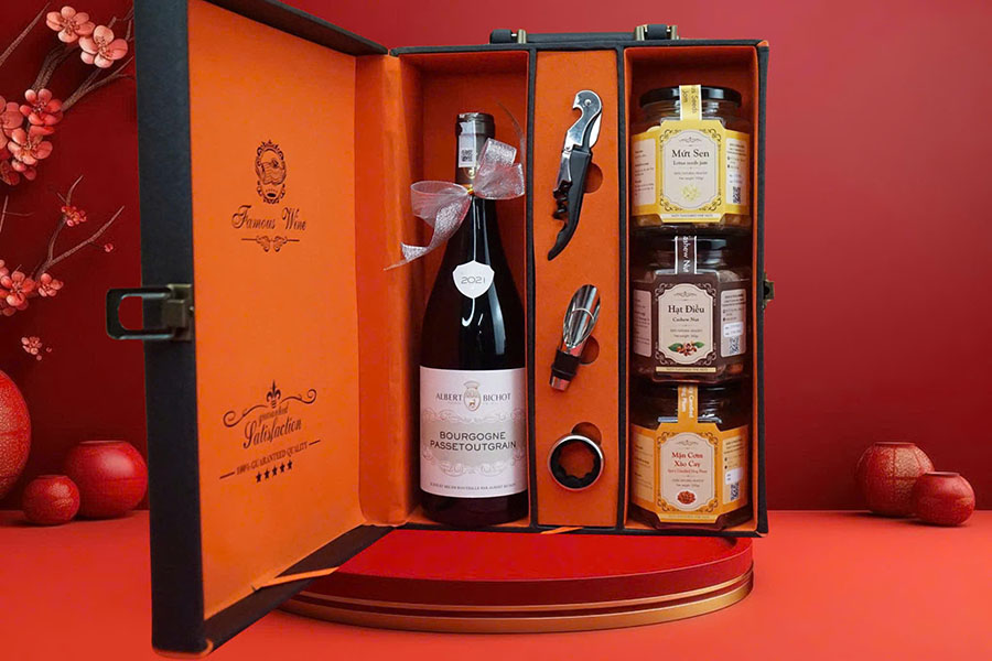 hộp quà tết 2026 rượu vang pháp ms004