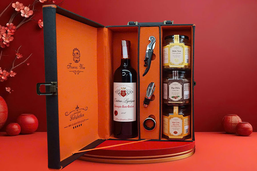 hộp quà tết 2026 rượu vang pháp ms014