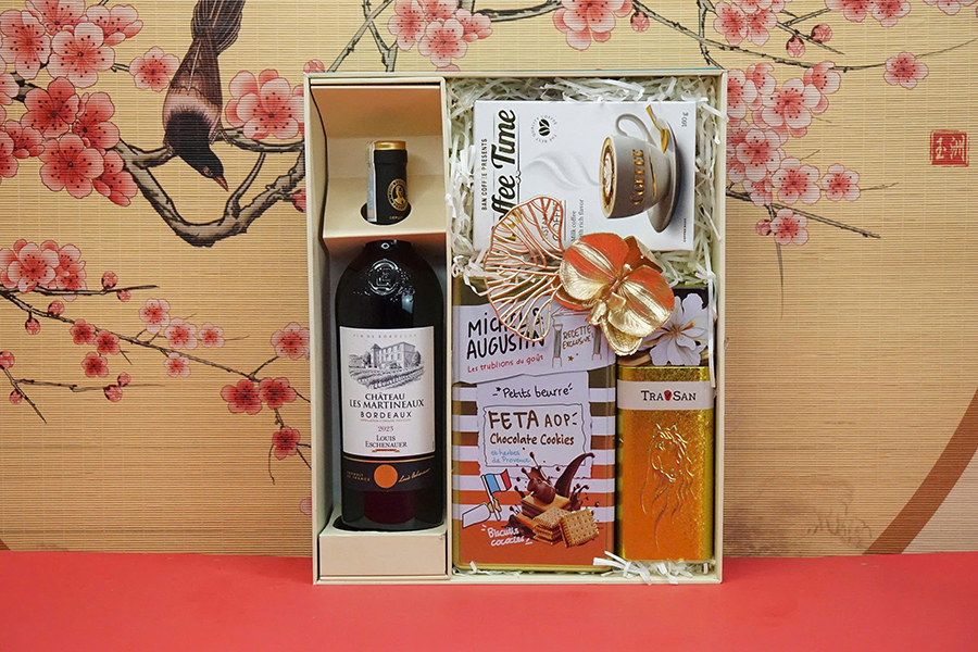 hộp quà tết 2026 rượu vang pháp ms019