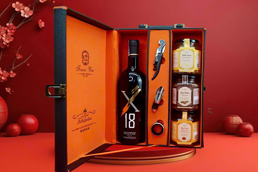 hộp quà tết 2026 rượu vang ý ms010