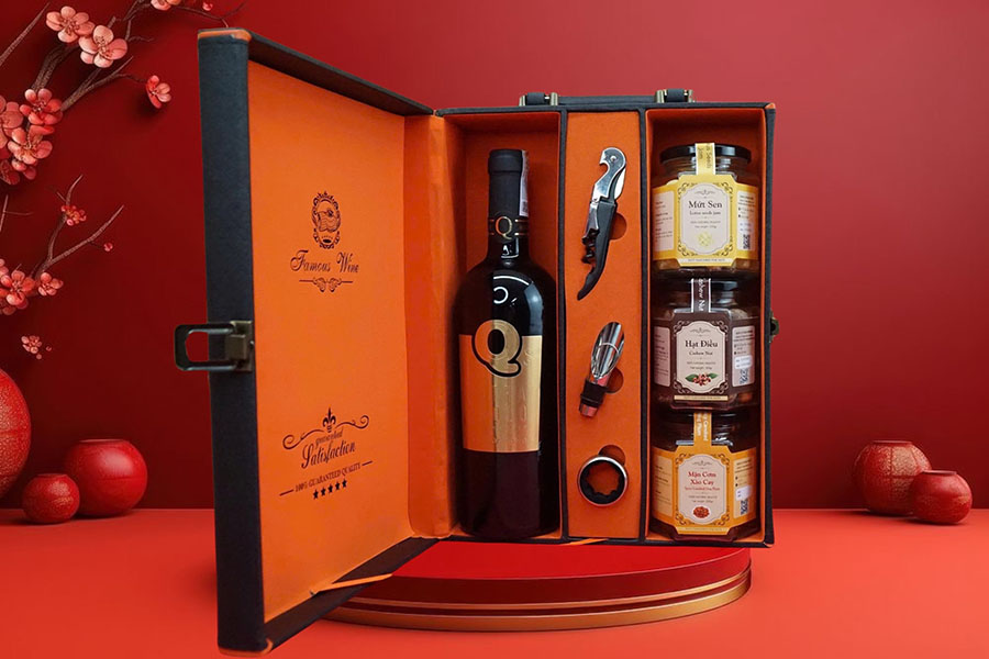 hộp quà tết 2026 rượu vang ý ms012