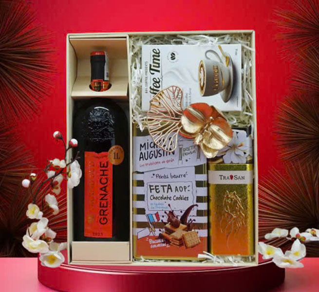 hộp quà tết 2026 rượu vang pháp ms032