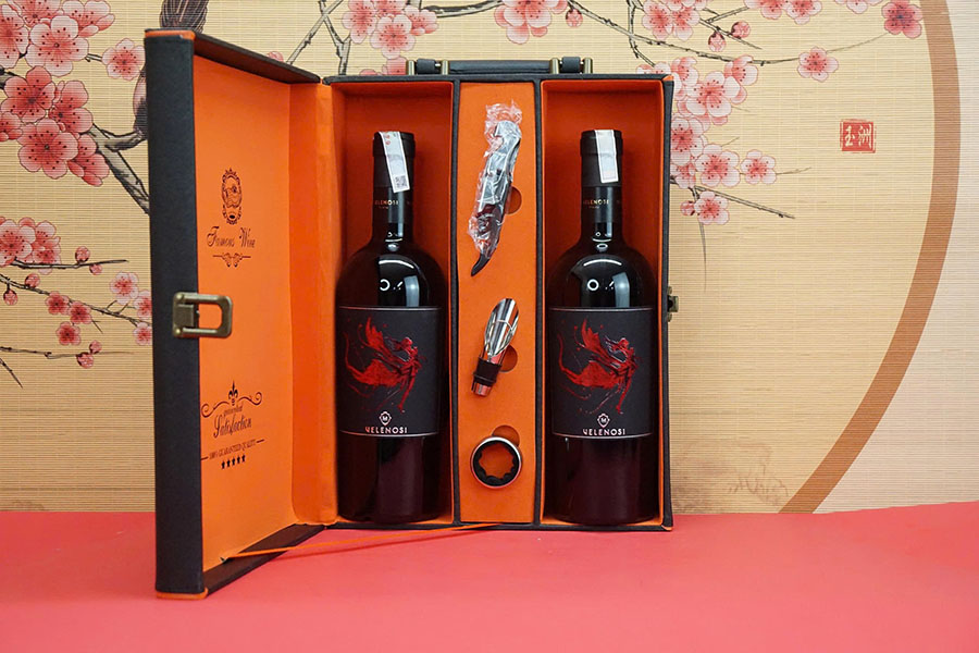 Hộp quà tết 2026 rượu vang ý ms074