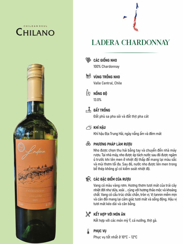 rượu vang trắng ladera chardonnay