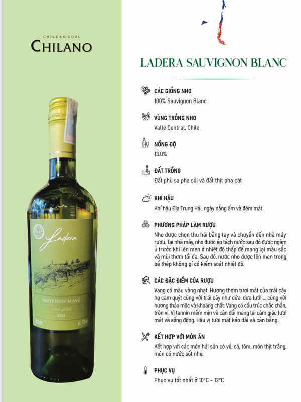 rượu vang trắng ladera sauvignon blanc