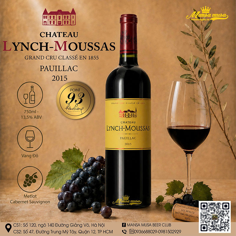 rượu vang pháp château lynch-moussas 2015
