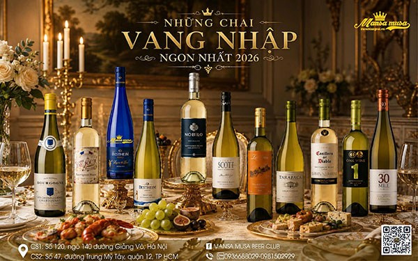 rượu vang trắng bán chạy nhất 2026: top 15 chai vang nhập