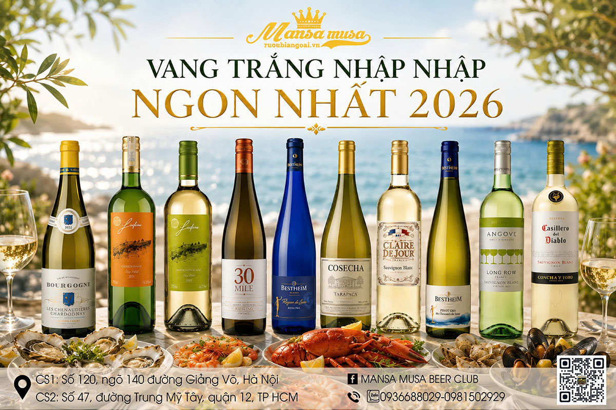 Rượu vang trắng bán chạy nhất 2026: Top 15 loại ngon nhất