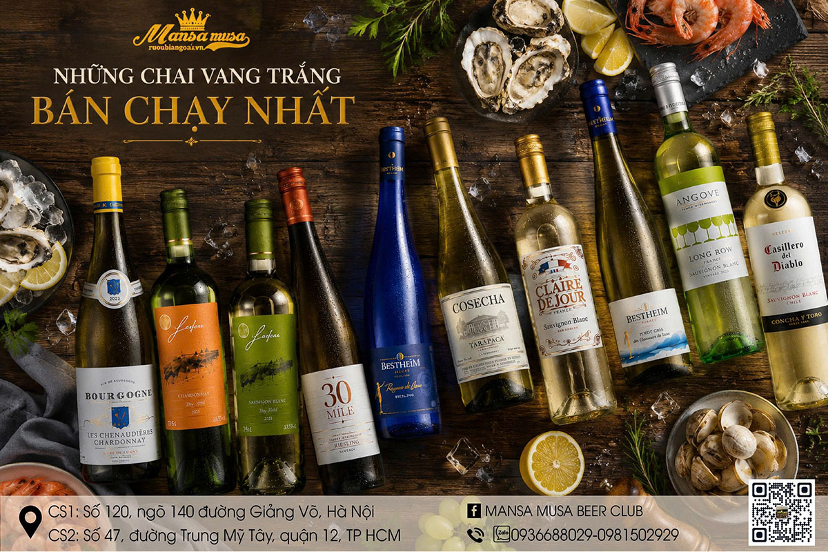 Top 15 vang trắng ngon giá tốt nhất năm 2026 bạn nên thử