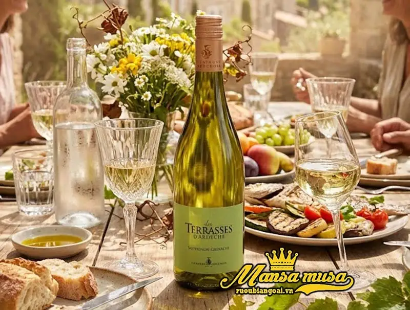 rượu vang trắng vignerons les terraces white